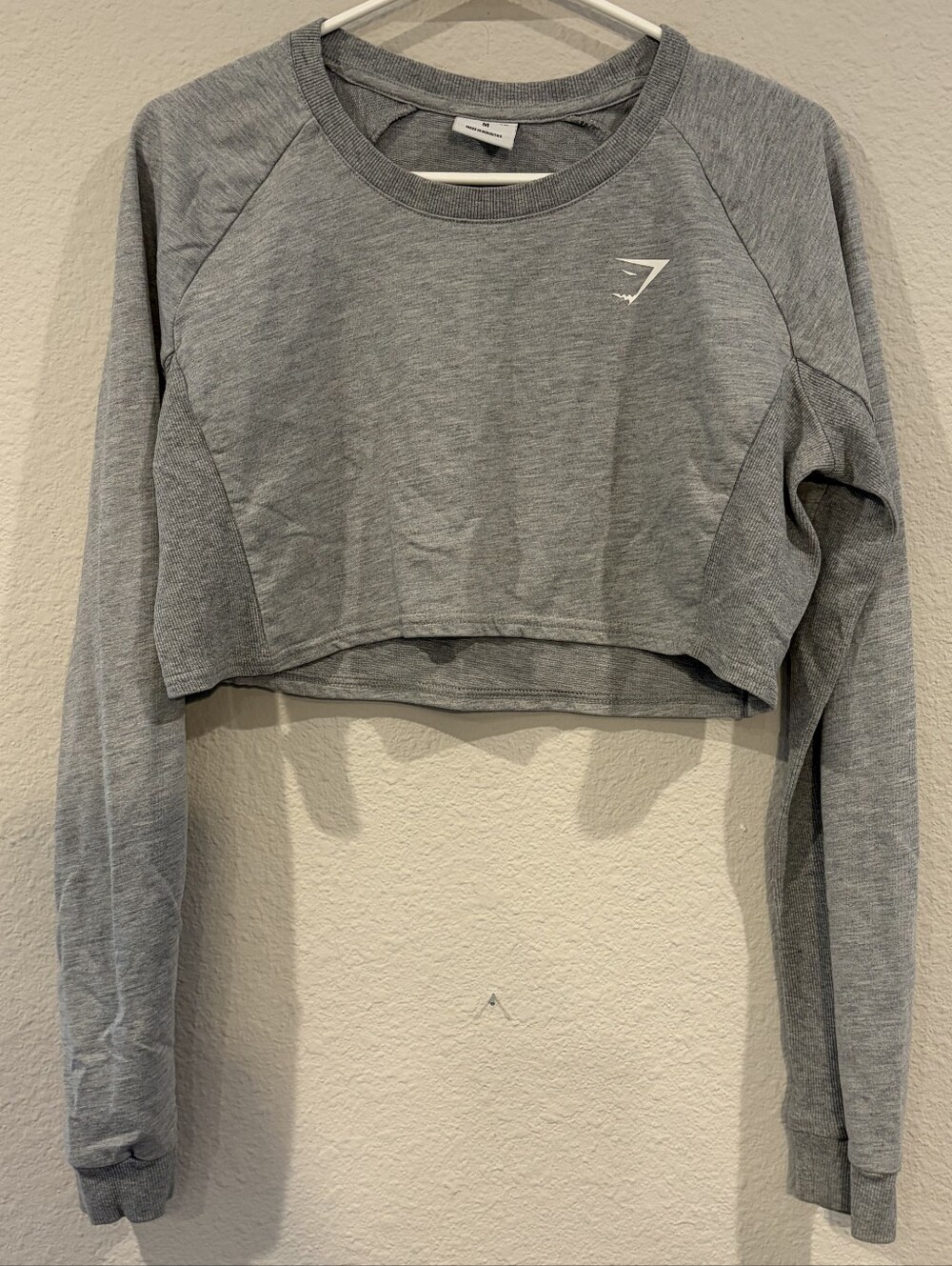 Gymshark Womens Classic Casual Recover Grey Crop Crewneck Sweatshirt Size Medium